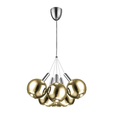 LED Kronleuchter an Kabel BALLS 6xLED/5W230V gold/mattchrom