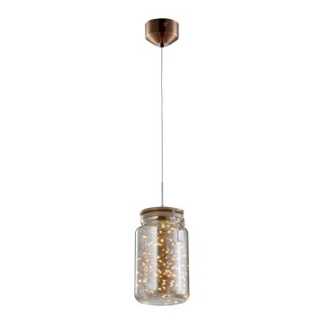LED Kronleuchter an Kabel JAR LED/5W/230V kupfer/holz