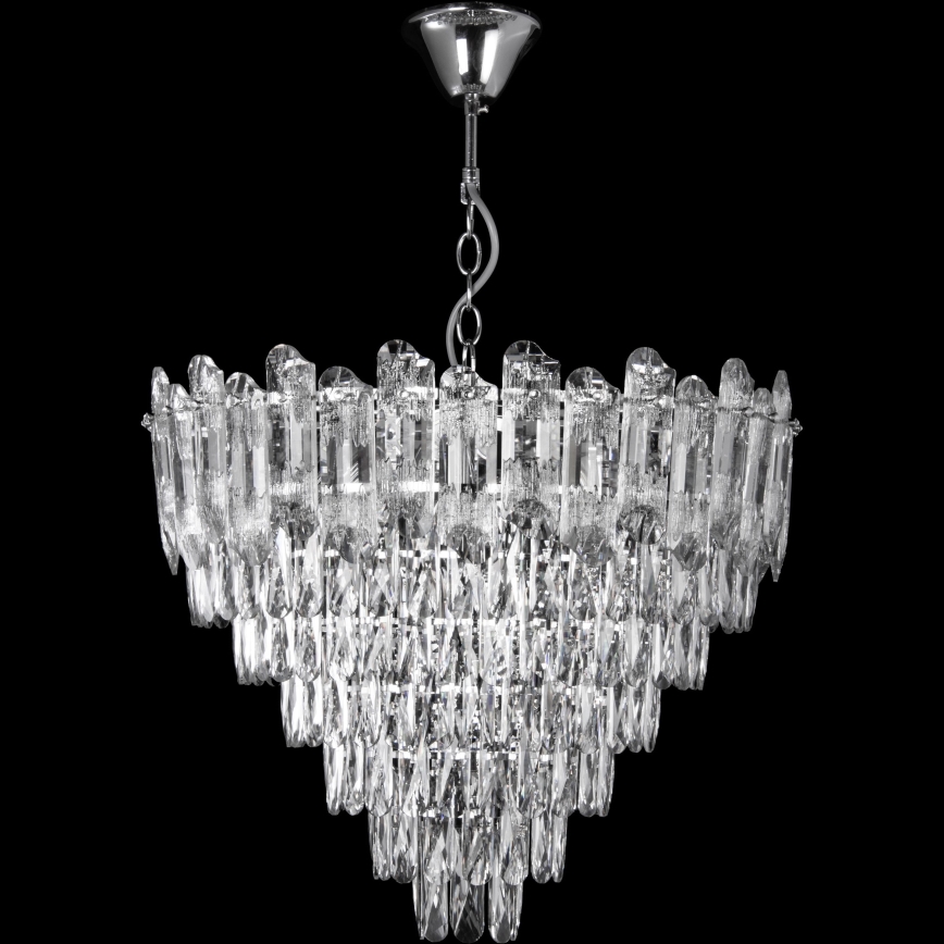 LED-Kronleuchter an Kette, 11×E27 (max. 60 W / 230 V) + 7×LED 6 W, Ø 60 cm, glänzender Chrom