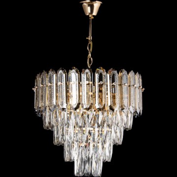 LED-Kronleuchter an Kette 7xE27/60W/230V + 4xLED/6W d 40 cm golden