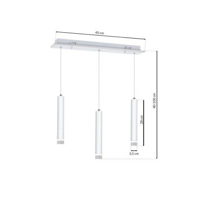 LED-Kronleuchter an Schnur ALBA 3xLED/15W/230V weiß