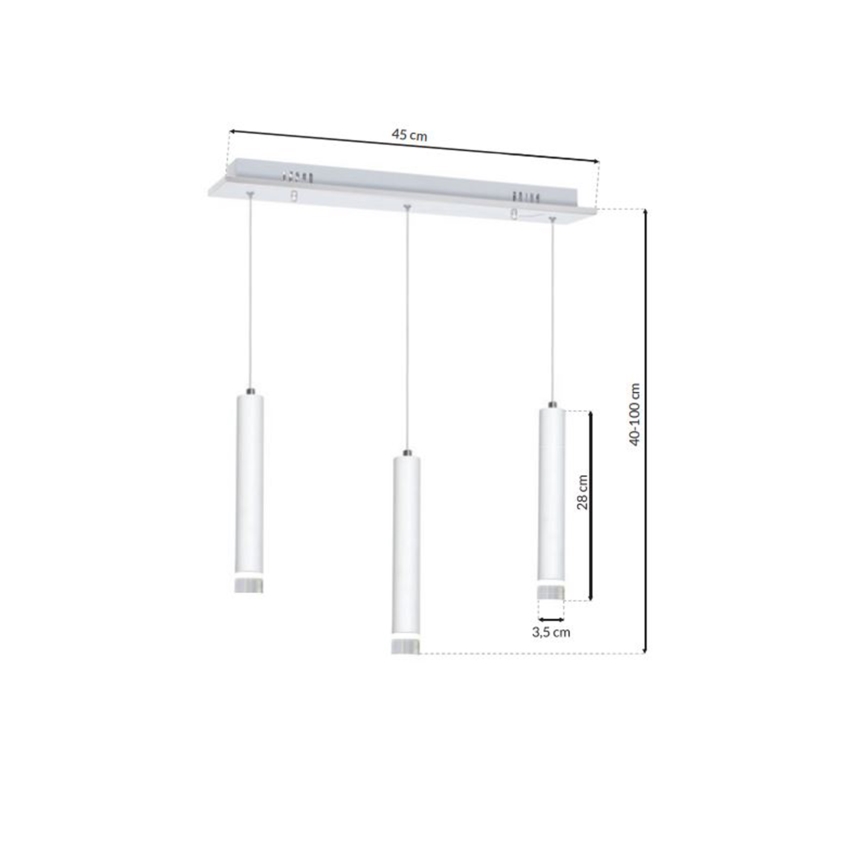 LED-Kronleuchter an Schnur ALBA 3xLED/15W/230V weiß