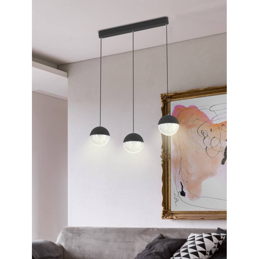 LED-Kronleuchter an Schnur FURNI 3xLED/5W/230V schwarz