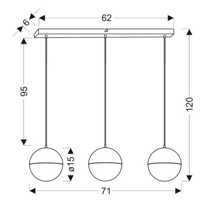 LED-Kronleuchter an Schnur FURNI 3xLED/5W/230V schwarz