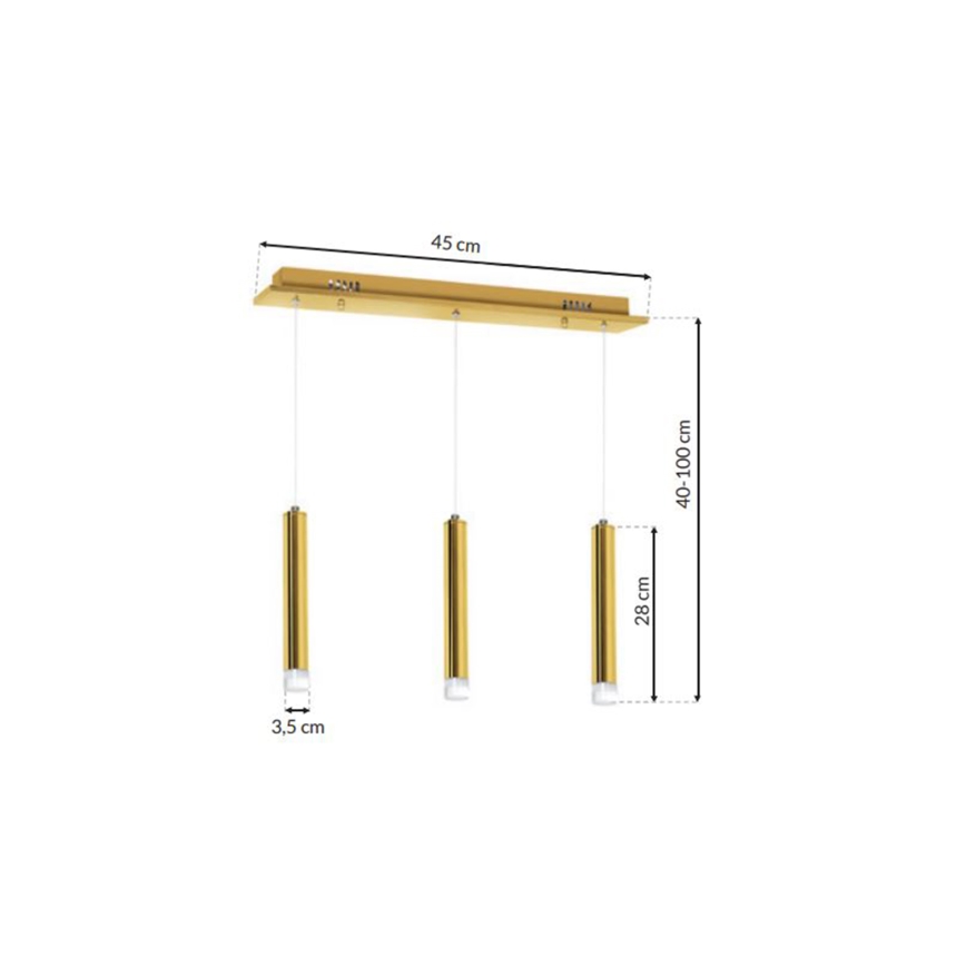 LED-Kronleuchter an Schnur GOLDIE 3xLED/15W/230V golden