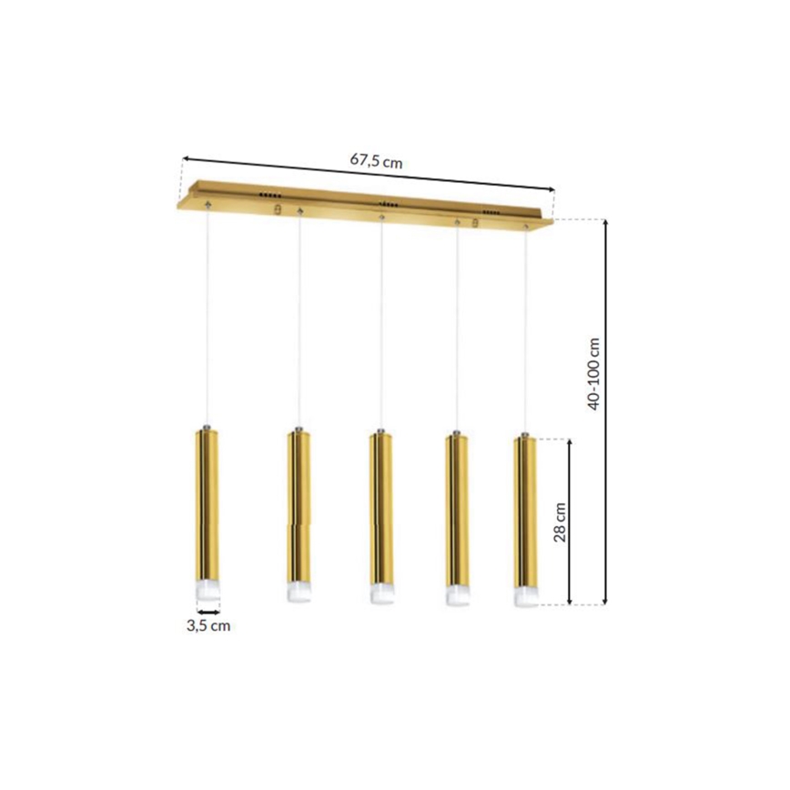 LED-Kronleuchter an Schnur GOLDIE 5xLED/25W/230V golden