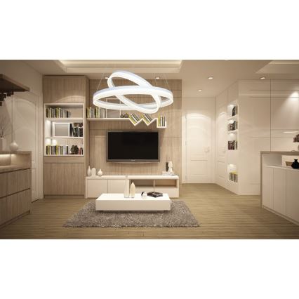 LED Dimmbare Hängeleuchte RING mit Fernbedienung LED/60W/230V