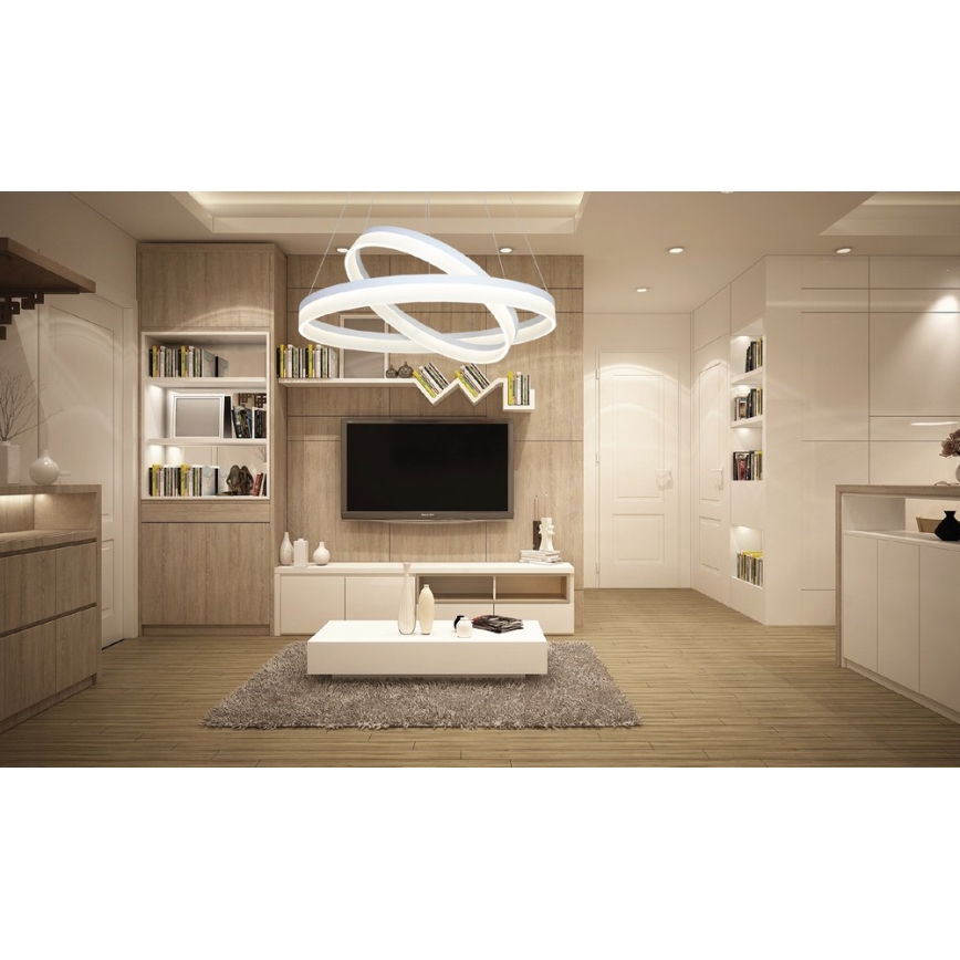 LED Dimmbare Hängeleuchte RING mit Fernbedienung LED/60W/230V