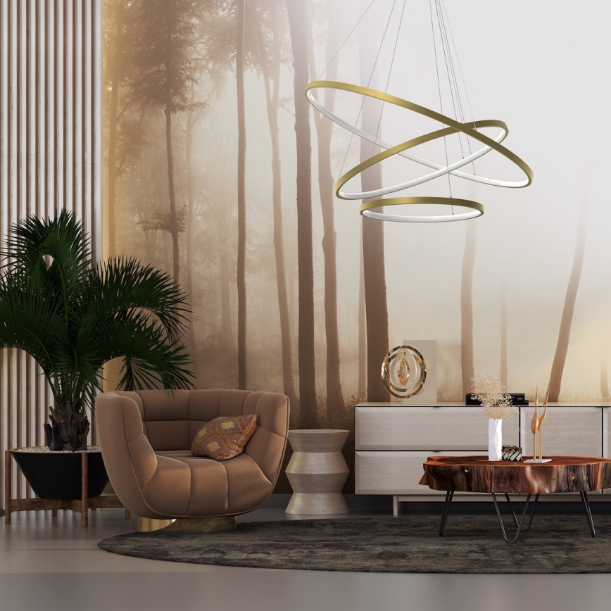 LED-Kronleuchter HOOP LED/93W/230V d 80 cm 4000K golden