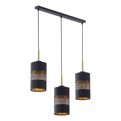 LED-Kronleuchter mit Seilaufhängung BOGART 3xE27/15W/230V Schwarz/Gold