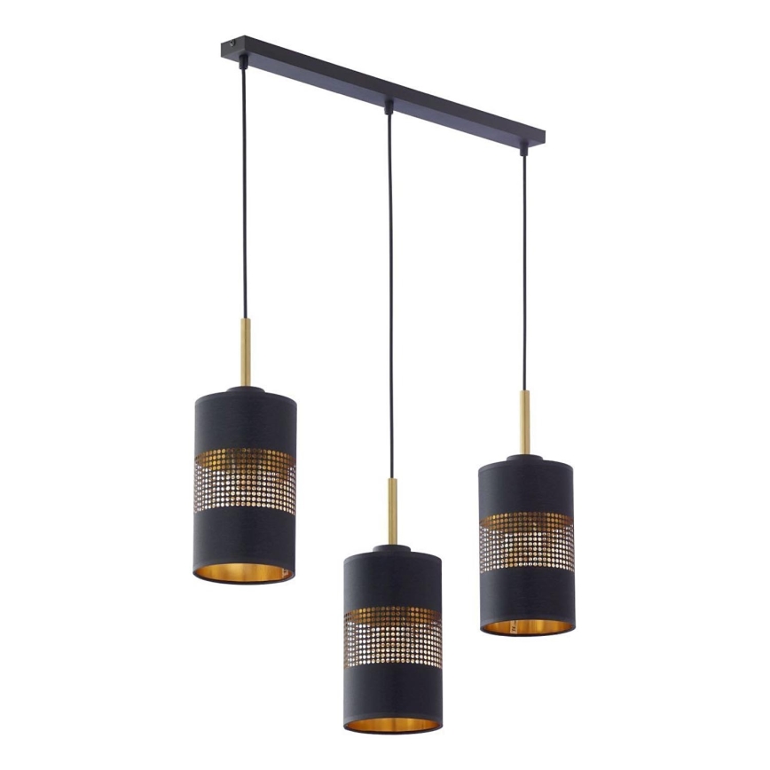 LED-Kronleuchter mit Seilaufhängung BOGART 3xE27/15W/230V Schwarz/Gold