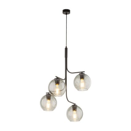 LED-Kronleuchter mit Stahlseil CESAR 4xE27/15W/230V schwarz/rauchgrau