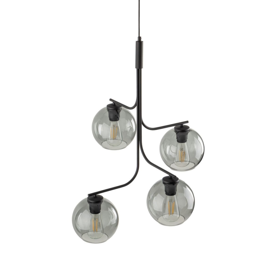 LED-Kronleuchter mit Stahlseil CESAR 4xE27/15W/230V schwarz/rauchgrau