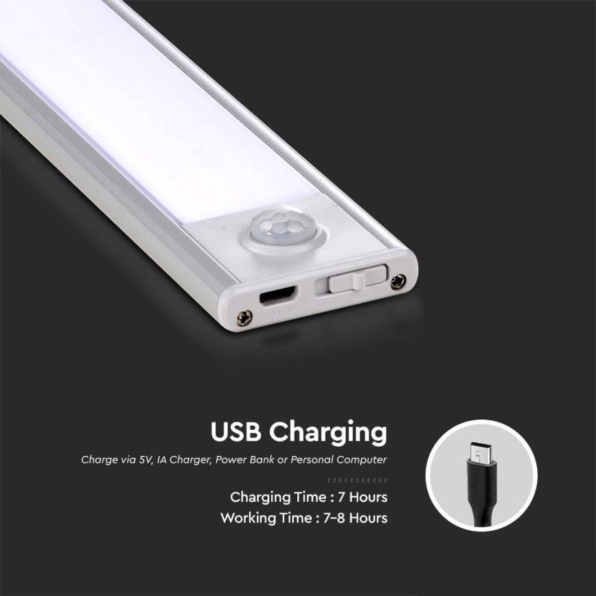 LED-Küchenunterbauleuchte mit Sensor LED/2,5W/5V 3000 mAh 3000K