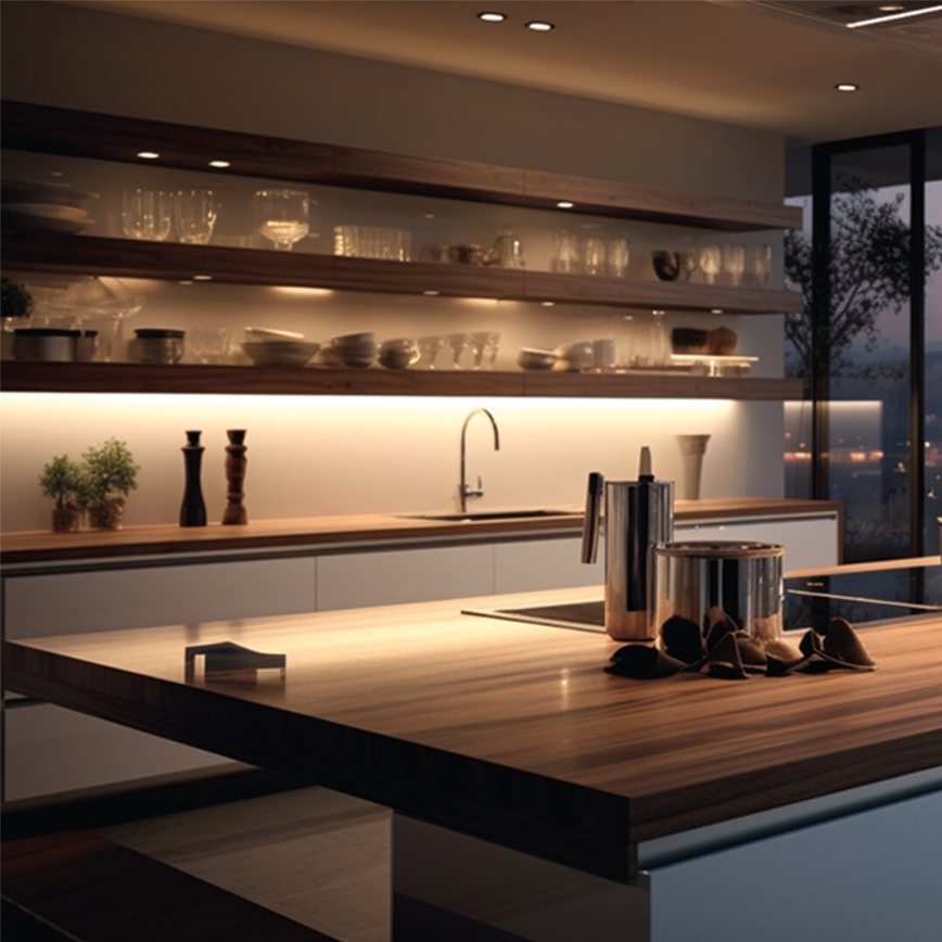 LED-Küchenunterbauleuchte mit Steckdosen und USB-Ports LED/18W/230V 4000K silbern