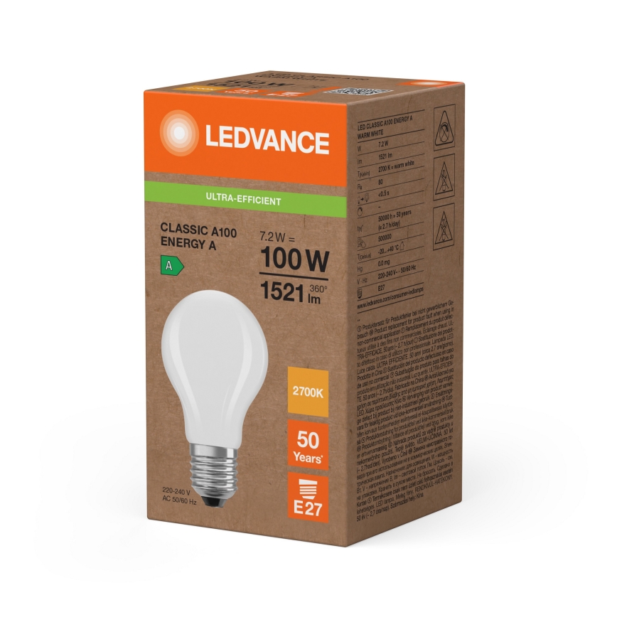 LED-Lampe CLASSIC FILAMENT A60 E27/7,2W/230V 2700K - Ledvance
