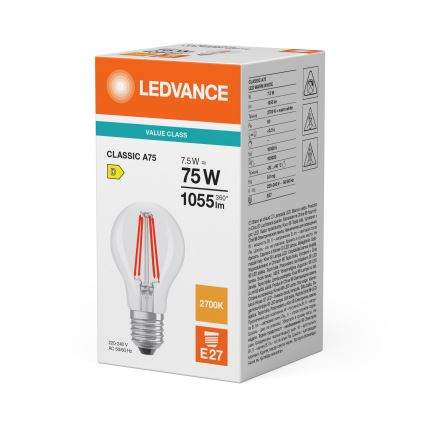 LED-Lampe CLASSIC FILAMENT A60 E27/7,5W/230V 2700K - Ledvance