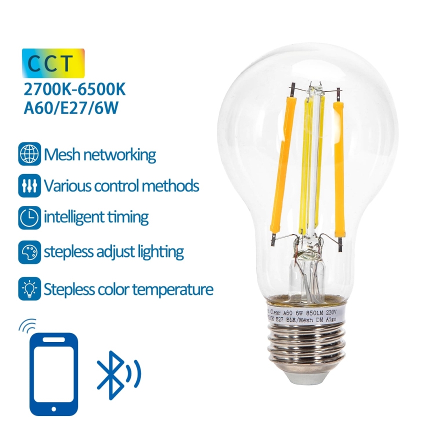 Dimmbare LED-Lampe FILAMENT MESH Smart A60 E27/6W/230V 2700-6500K - Aigostar