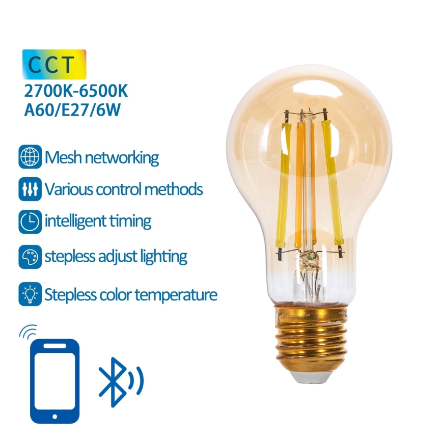 Dimmbare LED-Lampe FILAMENT MESH Smart A60 E27/6W/230V 2700-6500K - Aigostar