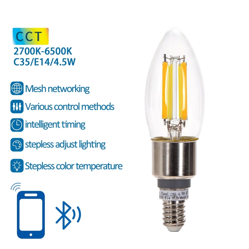 Dimmbare LED-Lampe FILAMENT MESH Smart C35 E14/4,5W/230V 2700-6500K - Aigostar