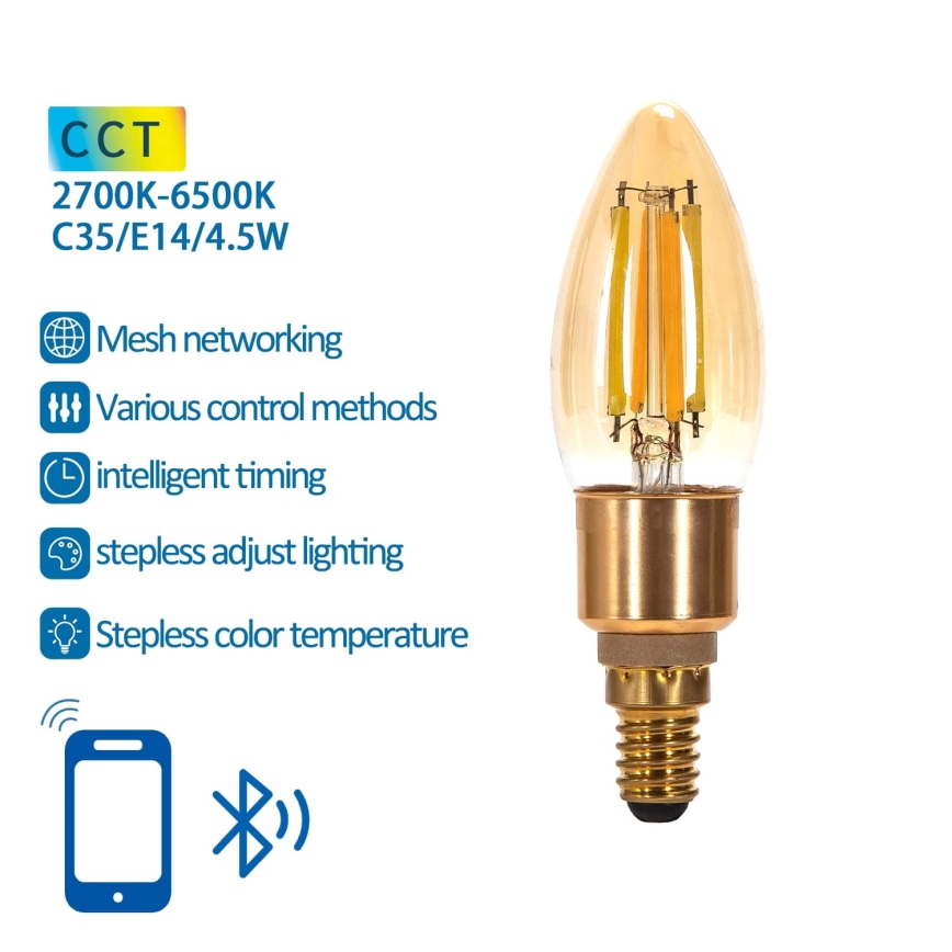 Dimmbare LED-Lampe FILAMENT MESH Smart C35 E14/4,5W/230V 2700-6500K - Aigostar