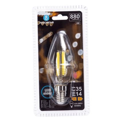 LED-Lampe FILAMENT C35 E14/8W/230V 6500K - Aigostar