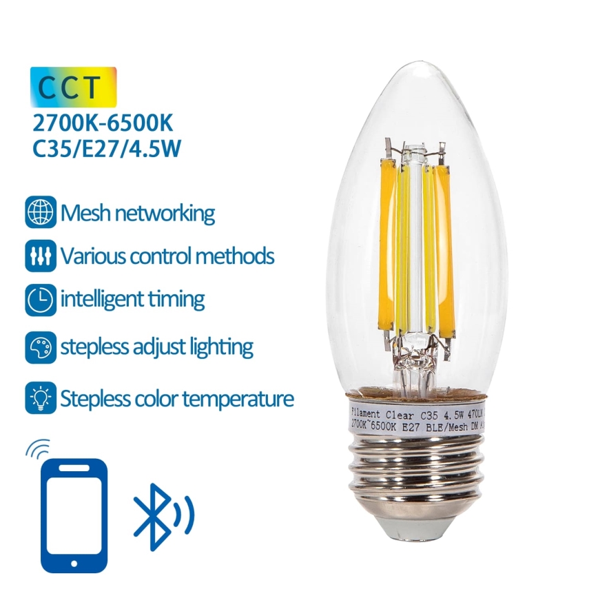 Dimmbare LED-Lampe FILAMENT MESH Smart C35 E27/4,5W/230V 2700-6500K - Aigostar