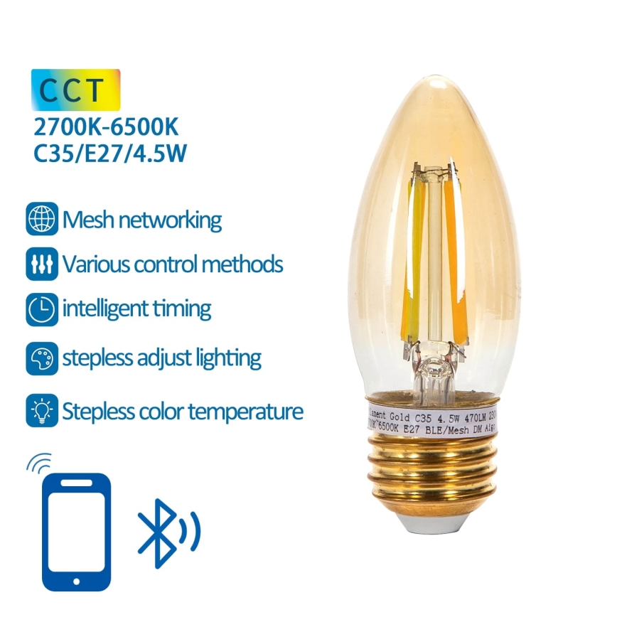 Dimmbare LED-Lampe FILAMENT MESH Smart C35 E27/4,5W/230V 2700-6500K - Aigostar