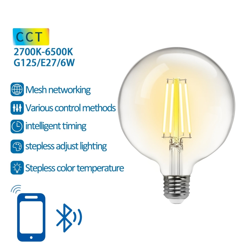 Dimmbare LED-Lampe FILAMENT MESH Smart G125 E27/6W/230V 2700-6500K - Aigostar
