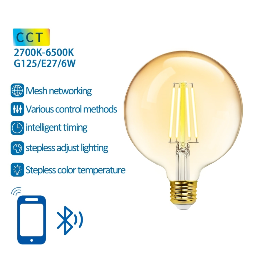 Dimmbare LED-Lampe FILAMENT MESH Smart G125 E27/6W/230V 2700-6500K - Aigostar