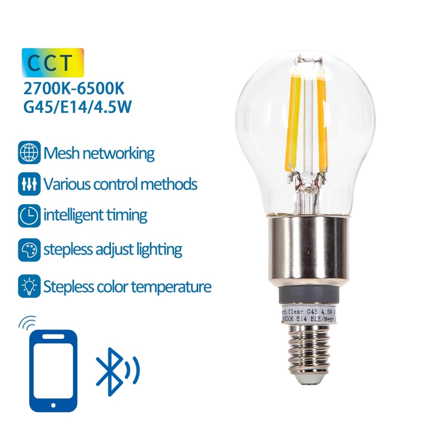 Dimmbare LED-Lampe FILAMENT MESH Smart G45 E14/4,5W/230V 2700-6500K - Aigostar