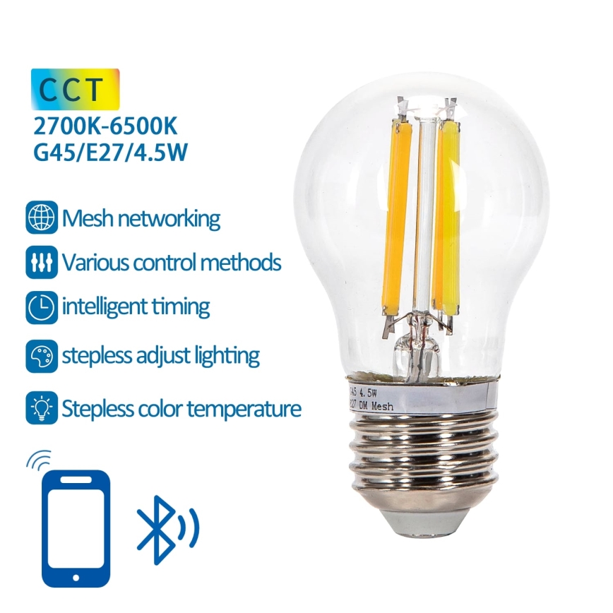 Dimmbare LED-Lampe FILAMENT MESH Smart G45 E27/4,5W/230V 2700-6500K - Aigostar