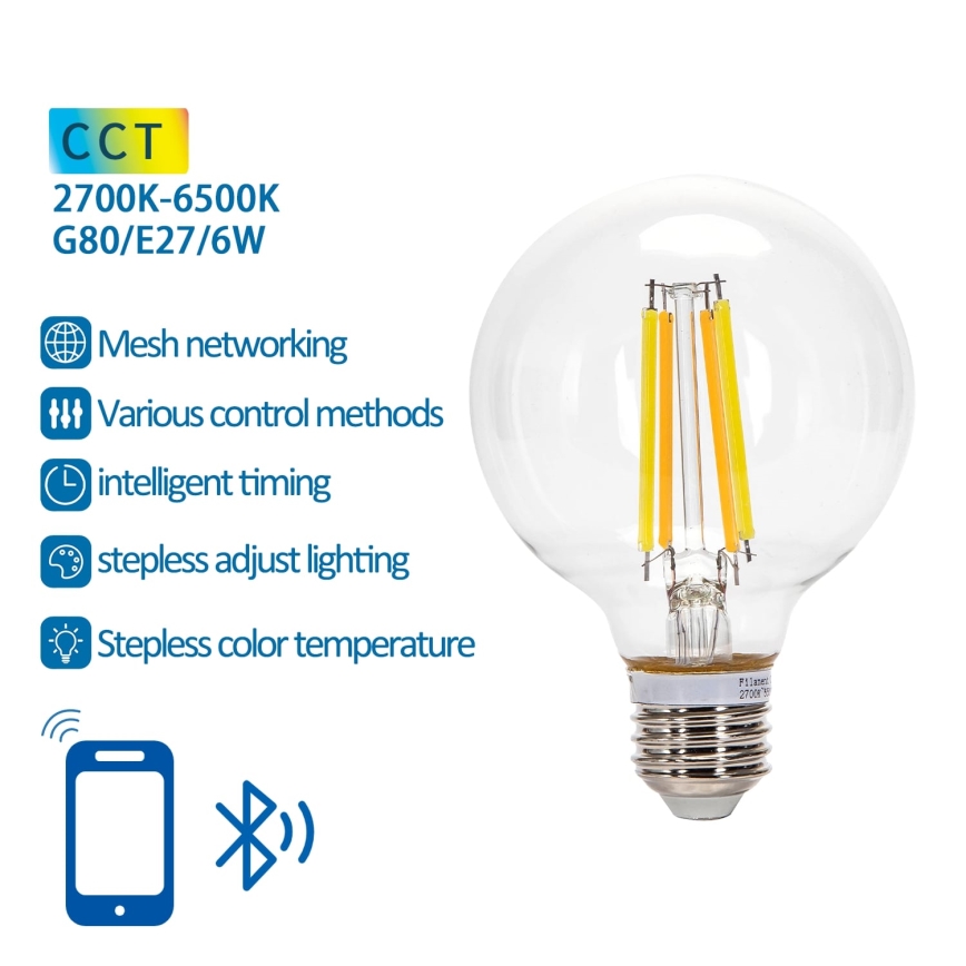 Dimmbare LED-Lampe FILAMENT MESH Smart G80 E27/6W/230V 2700-6500K - Aigostar