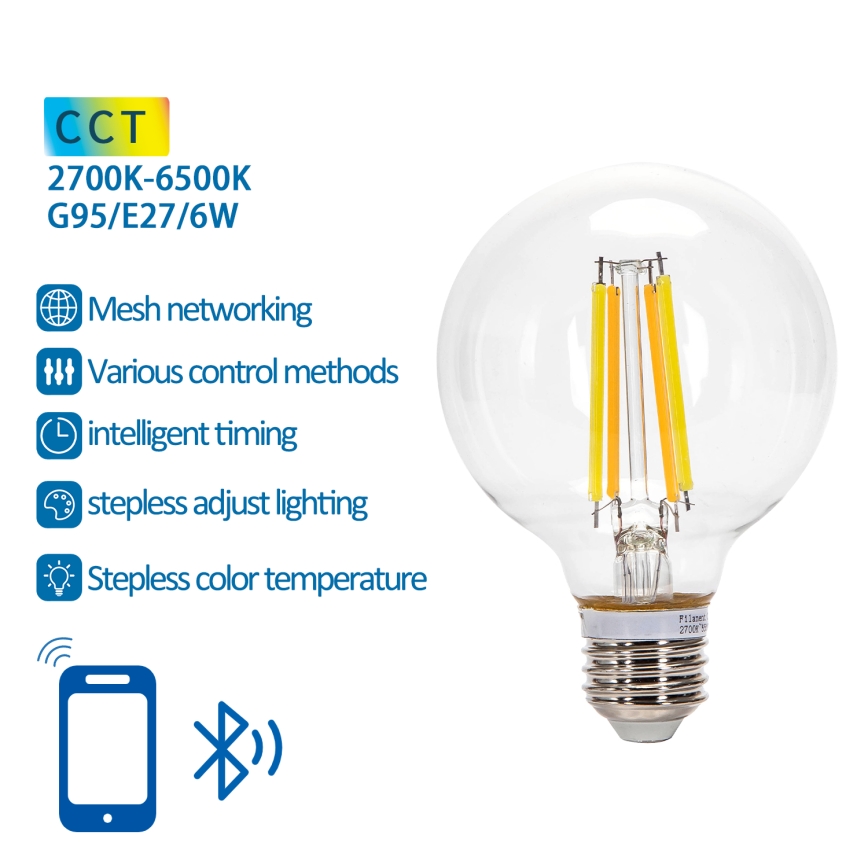 Dimmbare LED-Lampe FILAMENT MESH Smart G95 E27/6W/230V 2700-6500K - Aigostar