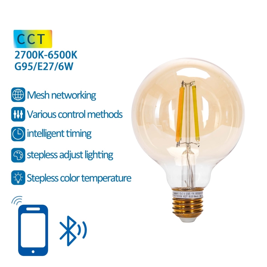 Dimmbare LED-Lampe FILAMENT MESH Smart G95 E27/6W/230V 2700-6500K - Aigostar