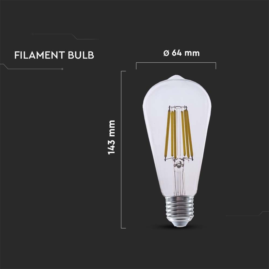 LED-Lampe FILAMENT ST64 E27/4W/230V 3000K