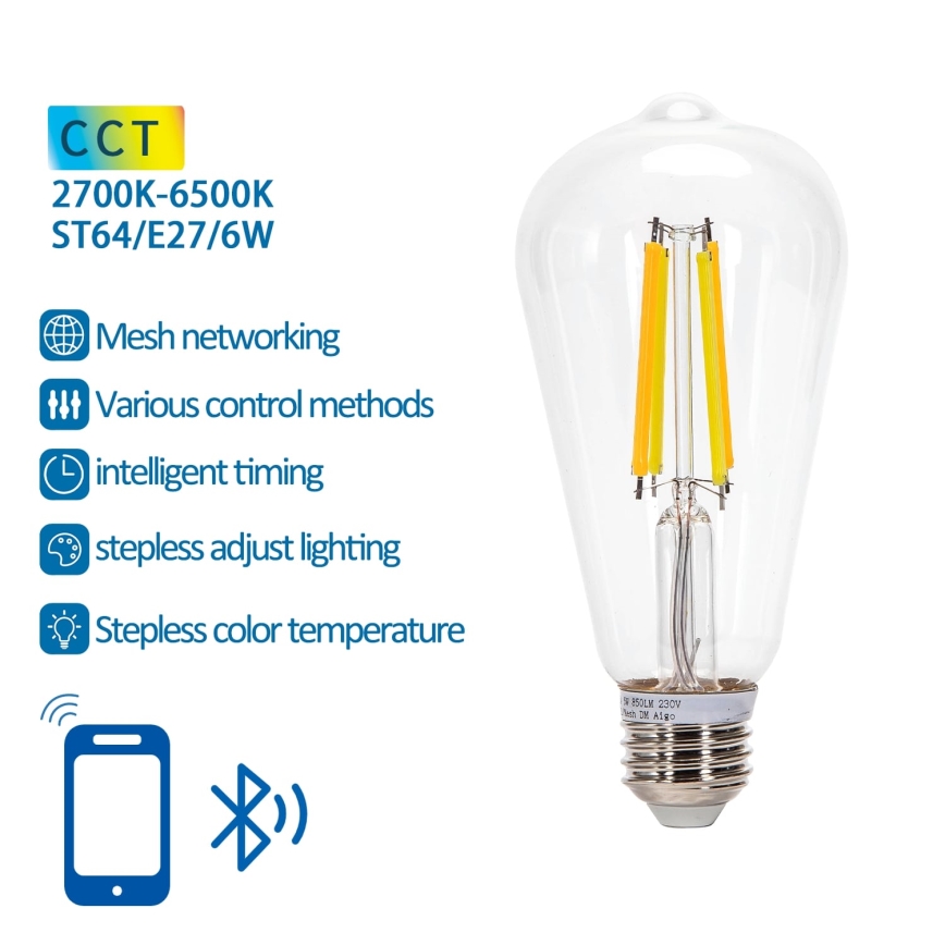 Dimmbare LED-Lampe FILAMENT MESH Smart ST64 E27/6W/230V 2700-6500K - Aigostar