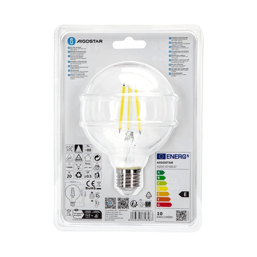 LED-Lampe G95 E27/10W/230V 6500K - Aigostar