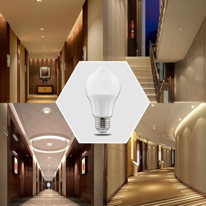 LED-Lampe mit Bewegungs- und Dämmerungssensor A60 E27/6W/230V 3000K - Aigostar