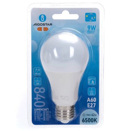 LED-Lampe mit Bewegungs- und Dämmerungssensor A60 E27/9W/230V 6500K - Aigostar