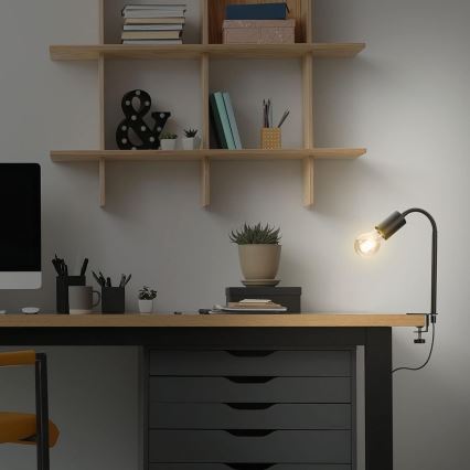 LED-Lampe mit Clip 1x E27/4,2W/230V 2700K schwarz