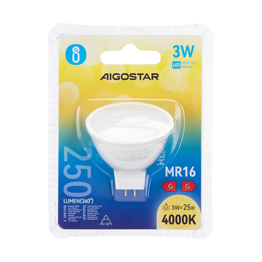 LED-Lampe MR16 GU5,3/3W/12V 4000K - Aigostar