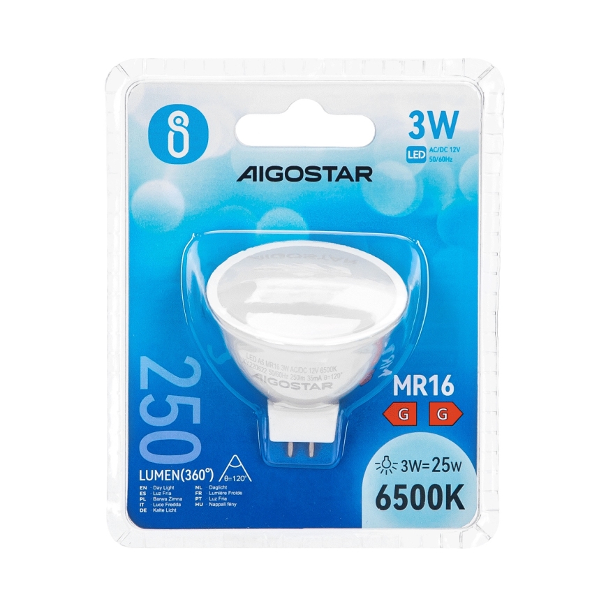 LED-Lampe MR16 GU5,3/3W/12V 6500K - Aigostar