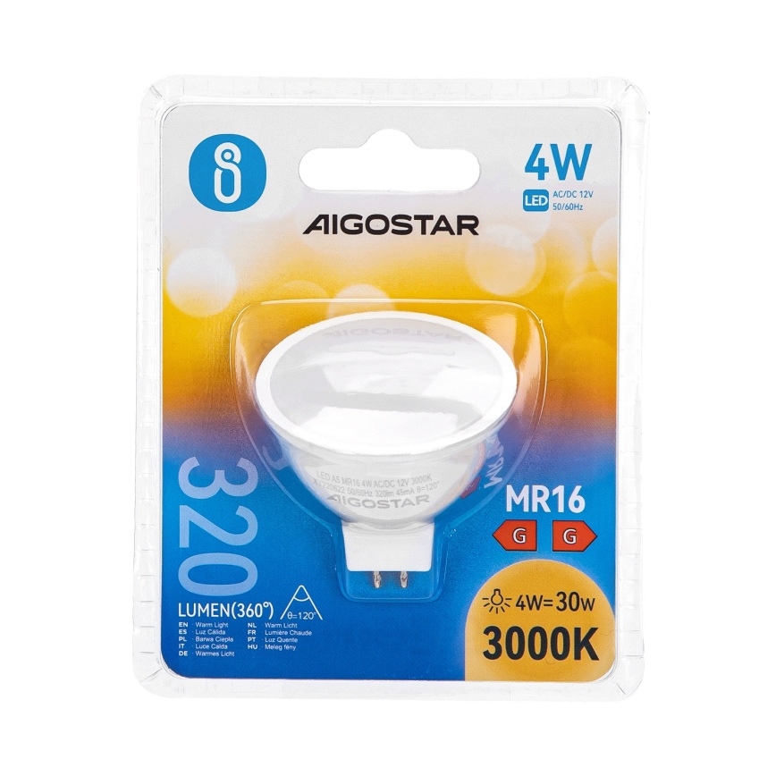 LED-Lampe MR16 GU5,3/4W/12V 3000K - Aigostar