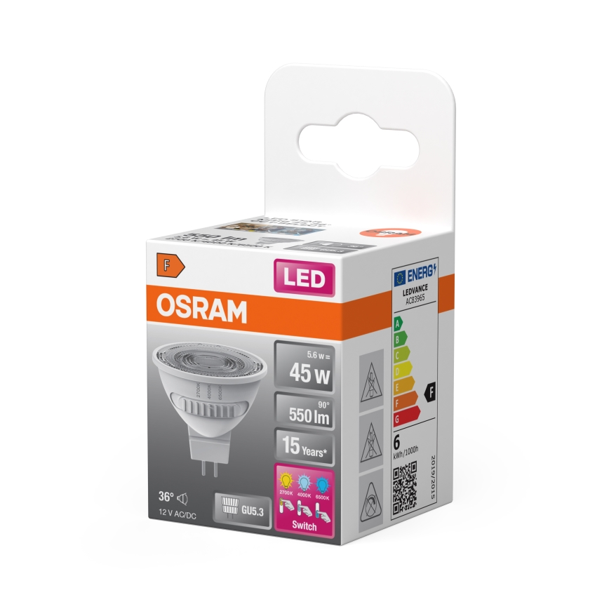 LED-Lampe MR16 GU5,3/5,6W/12V 2700/4000/6500K 36° - Osram