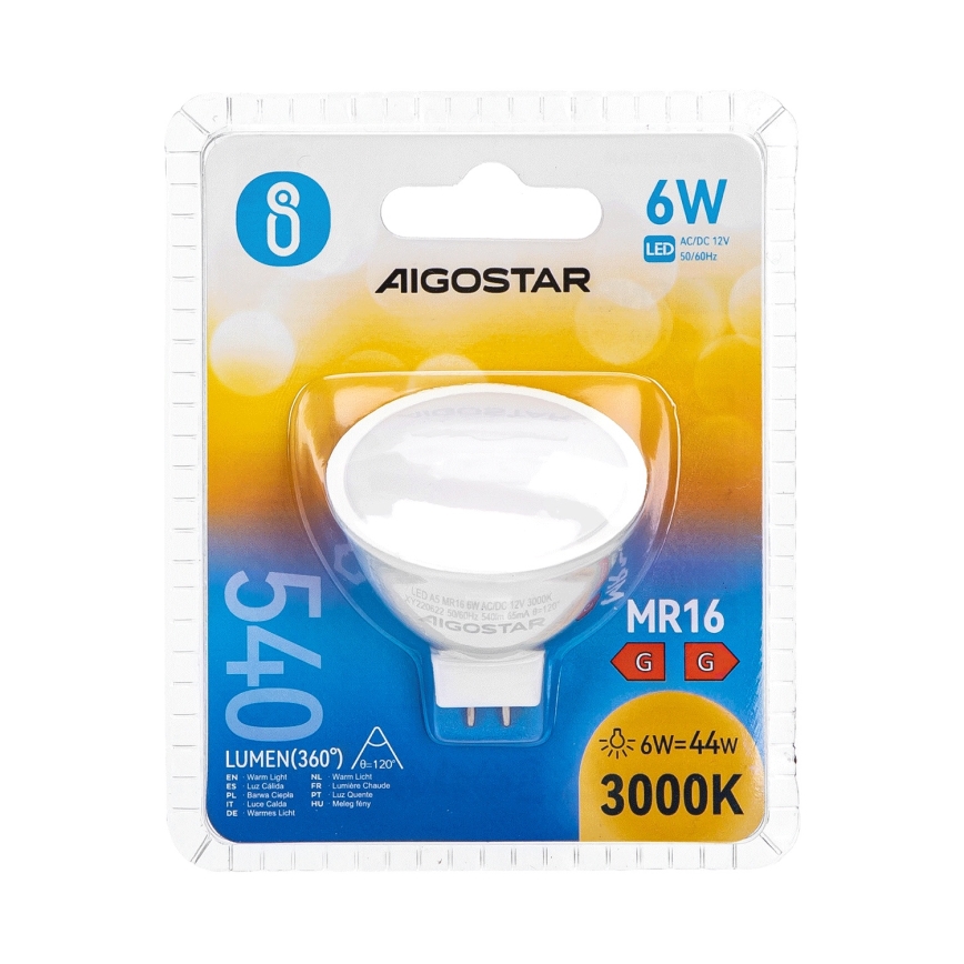 LED-Lampe MR16 GU5,3/6W/12V 3000K - Aigostar