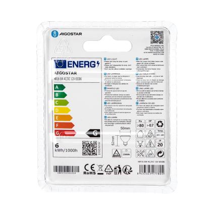 LED-Lampe MR16 GU5,3/6W/12V 6500K - Aigostar