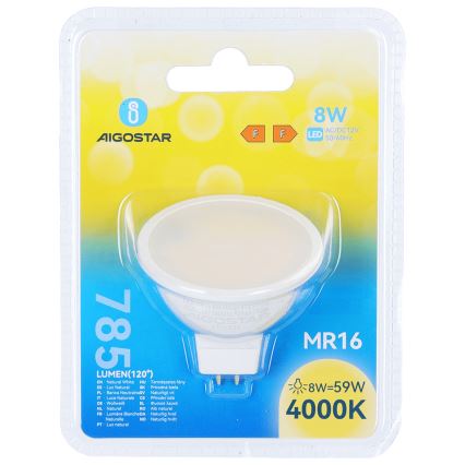 LED-Lampe MR16 GU5,3/8W/12V 4000K - Aigostar