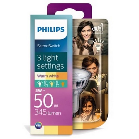 LED-Lampe Philips SCENE SWITCH GU10/5W/230V 2200K-2700K