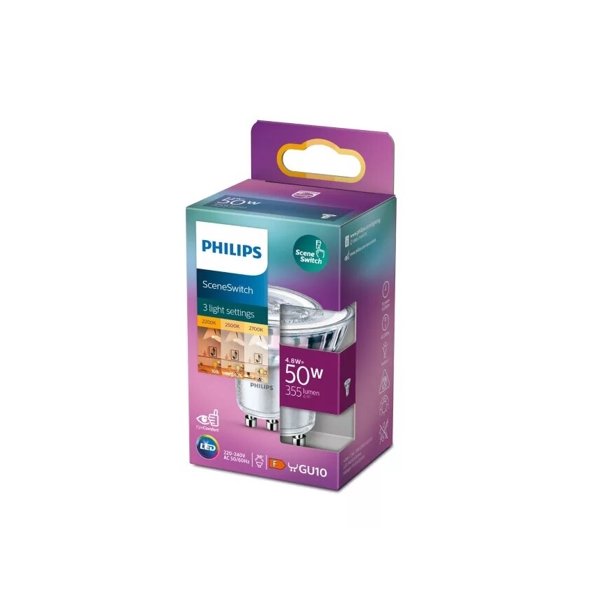 LED-Lampe Philips SCENE SWITCH PAR16 GU10/4,8W/230V 2200/2500/2700K